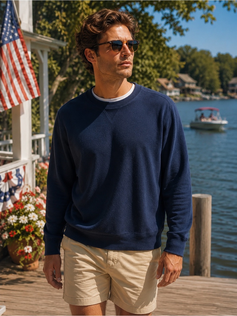 Weatherproof Vintage Men's Navy Blue Long Sleeve Crewneck Shirt